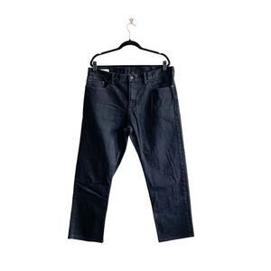 Banana Republic Mens Dark Wash Denim Straight Jeans Black 38x32